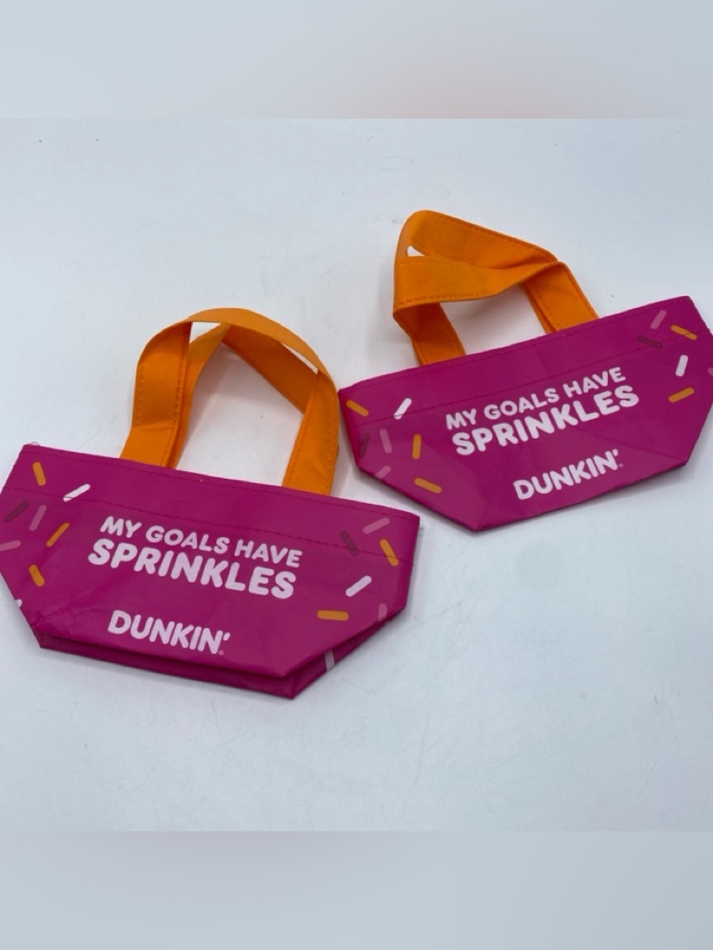 Dunkin Limited Edition 2026 My Goals Have Sprinkles Mini Tote Bags Pink Donut
